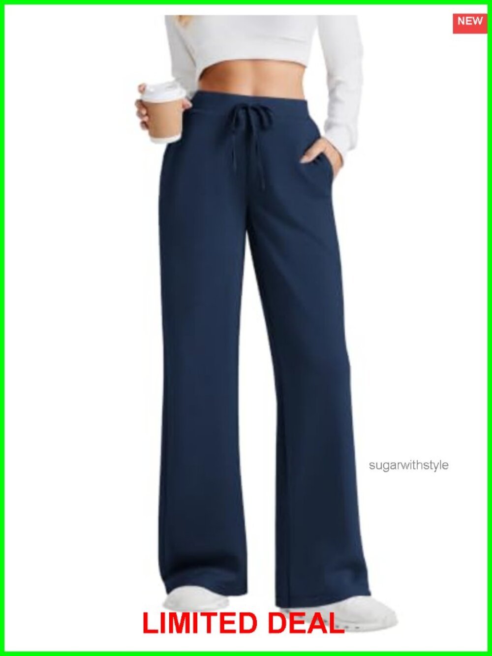 Wide Leg Sweatpants High Waist Pockets Air Layer Baggy Lounge Pants